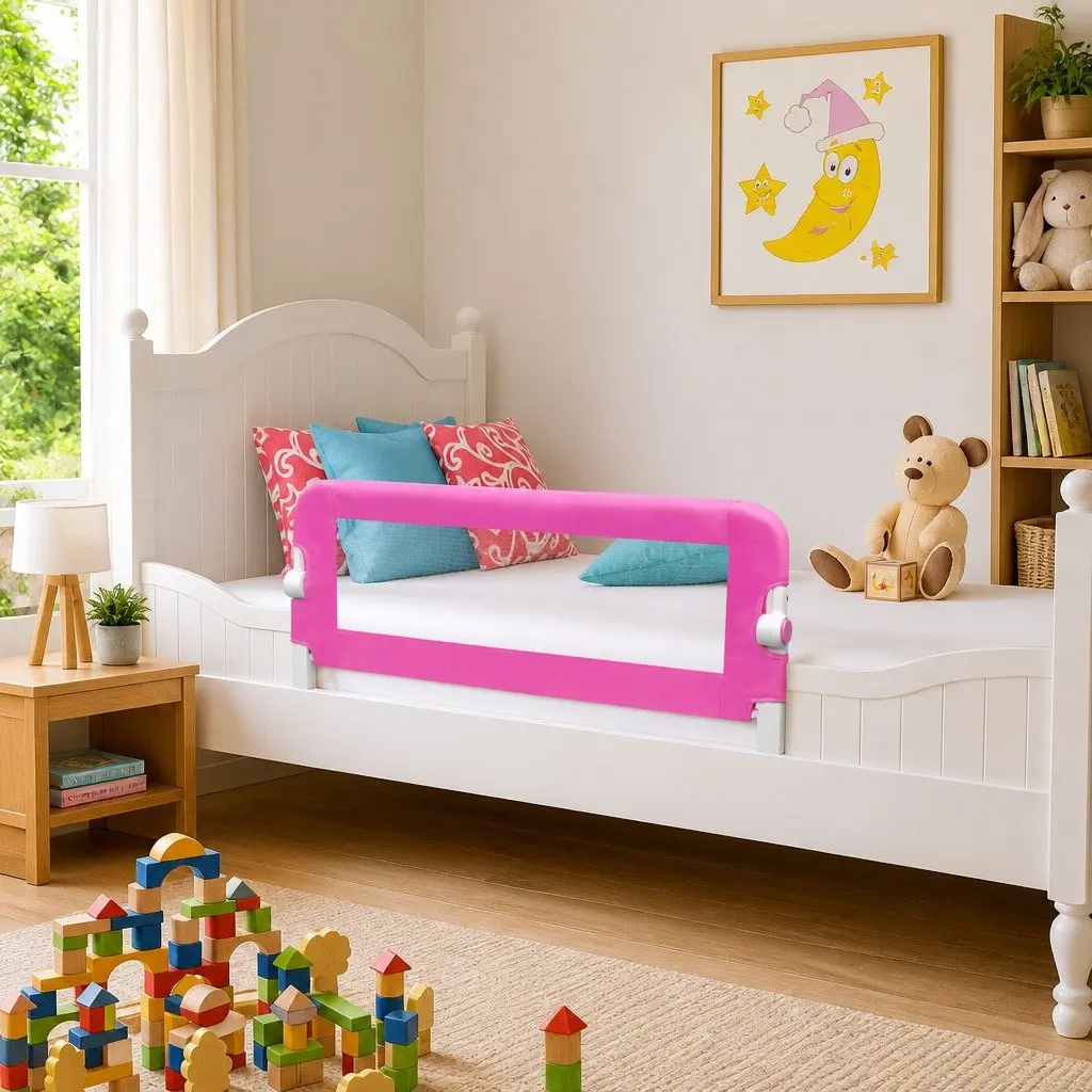 Toddler Bed Rail Foldable Pink 102 x 42 cm