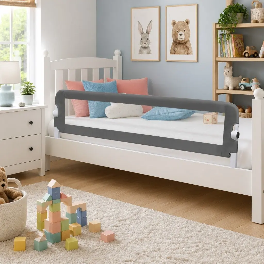 Toddler Safety Bed Rail Foldable Grey 150x42cm