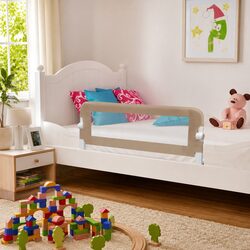 Toddler Safety Bed Rail Taupe 120x42 cm Foldable Barrier Guard Protection