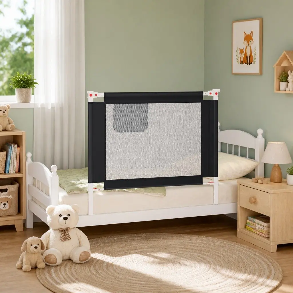 Toddler Bed Rail Adjustable Height Grey 100x25cm