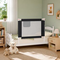 Friendly Grey Adjustable Bed Rail for Your Toddler