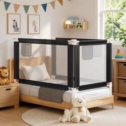 Grey Toddler Bed Rail 140x25cm, Secure and Convenient