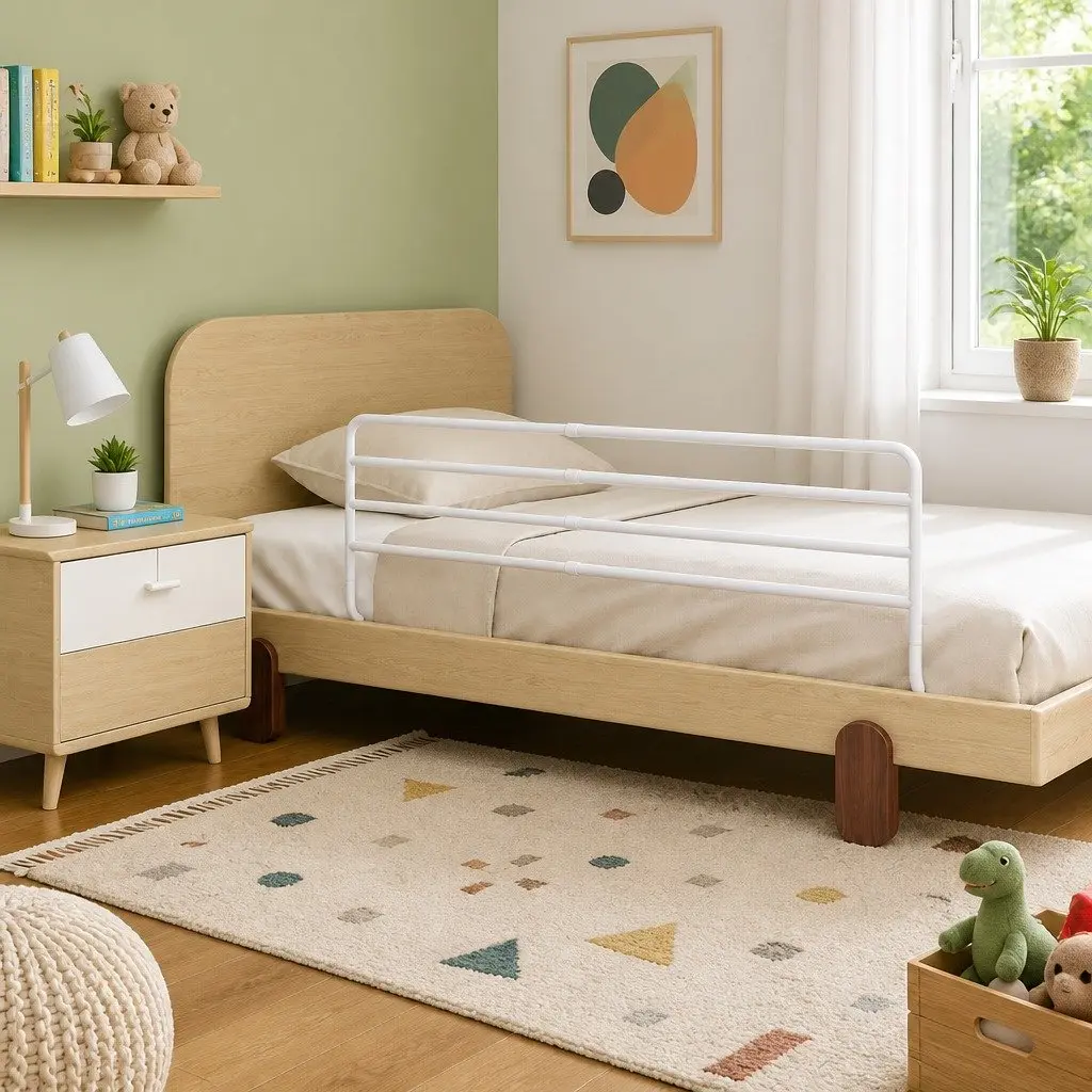 Toddler Safety Bed Rail Adjustable Width 76-137cm Iron Protection Guard