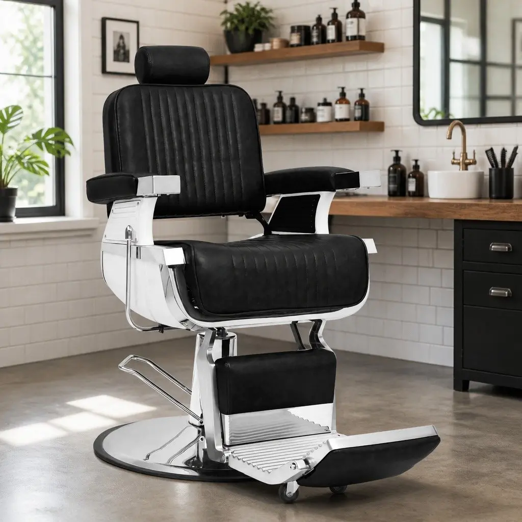 Barber Chair Black Salon Furniture Hairdressing Styling Seat 360 Rotatable