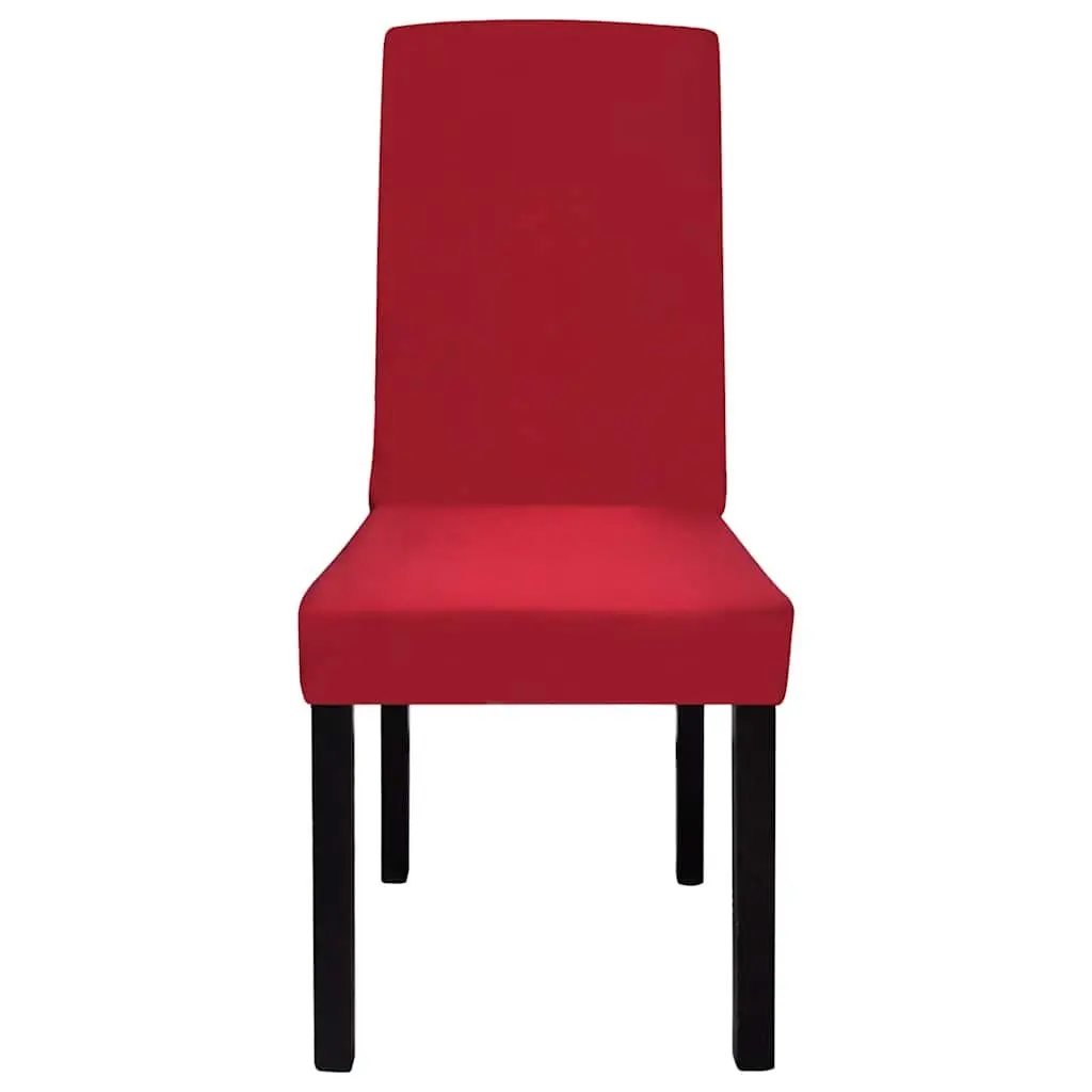 Chair Covers Stretch Slipcover Set Bordeaux Red 6 Piece