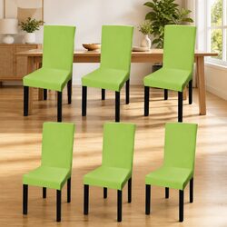 Straight Stretchable Chair Cover 6 Pieces Green Soft Wrinkle Resistant Fabric