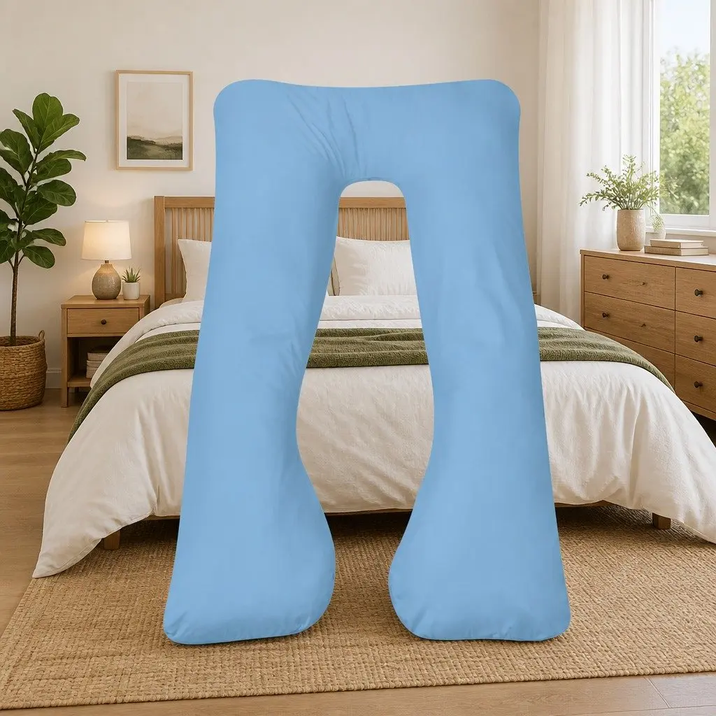 U-Shaped Pregnancy Pillow Ergonomic Support 90x145 cm Blue