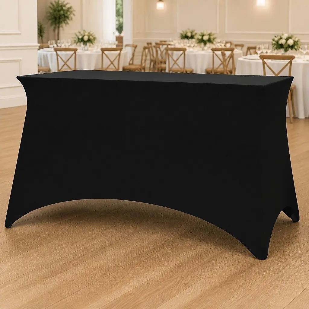 Stretch Table Slipcovers Black 2 Pieces Rectangular 120x60.5x74cm