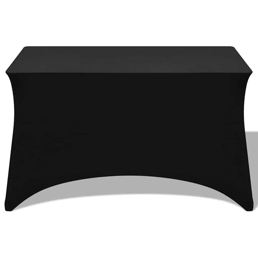 Stretch Table Slipcovers 2 Pieces Rectangular 183x76x74cm Wedding Banquet Black