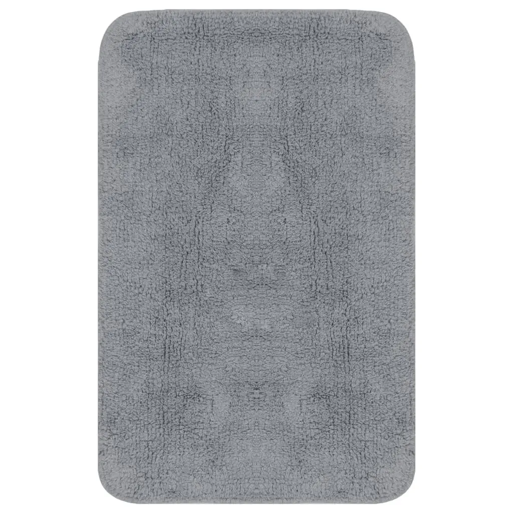Cotton Bathroom Mat Set 3 Pieces Grey Bath Mat Pedestal Mat Toilet Lid Cover