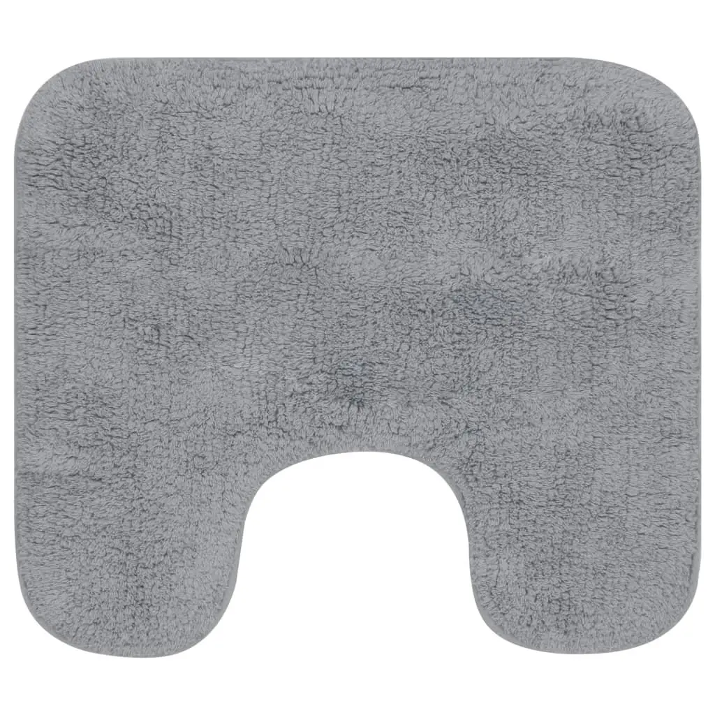 Cotton Bathroom Mat Set 3 Pieces Grey Bath Mat Pedestal Mat Toilet Lid Cover