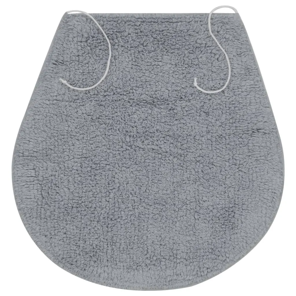 Cotton Bathroom Mat Set 3 Pieces Grey Bath Mat Pedestal Mat Toilet Lid Cover