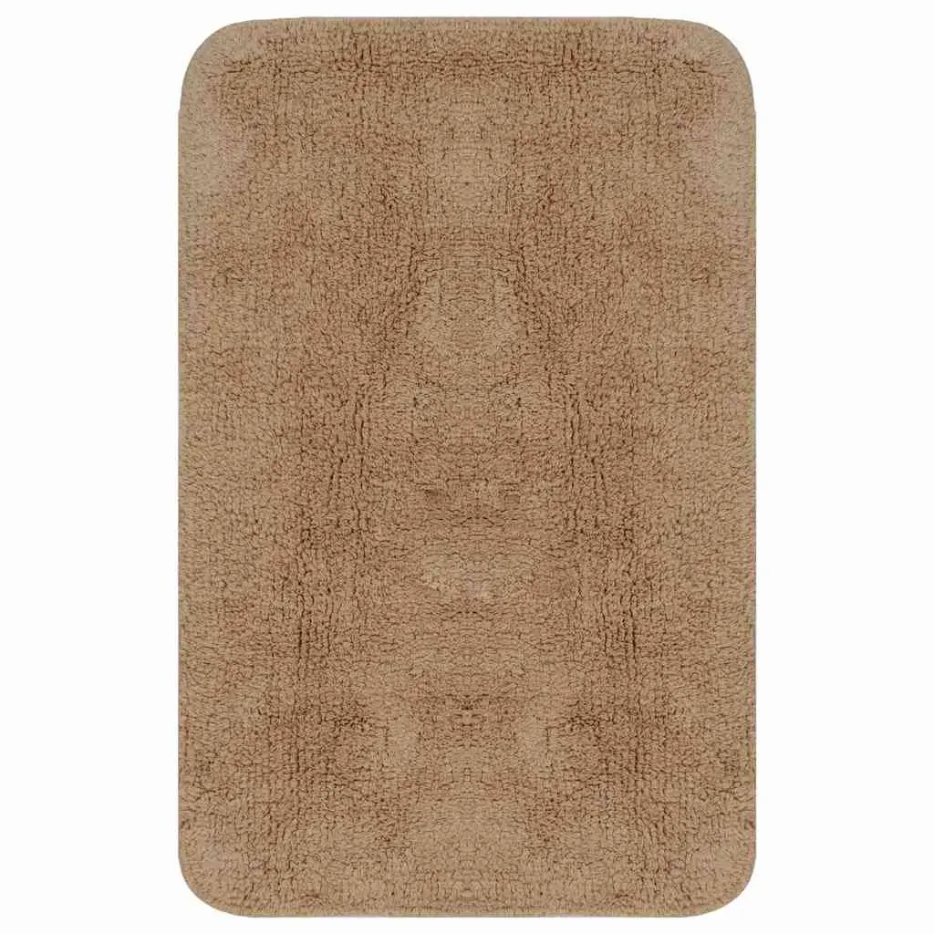 Bathroom Mat Set Non-Slip Beige 2 Pieces