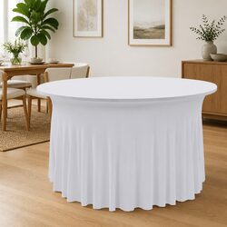 Friendly Stretch Table Cover with Skirt 180x74 cm White - 2 Count