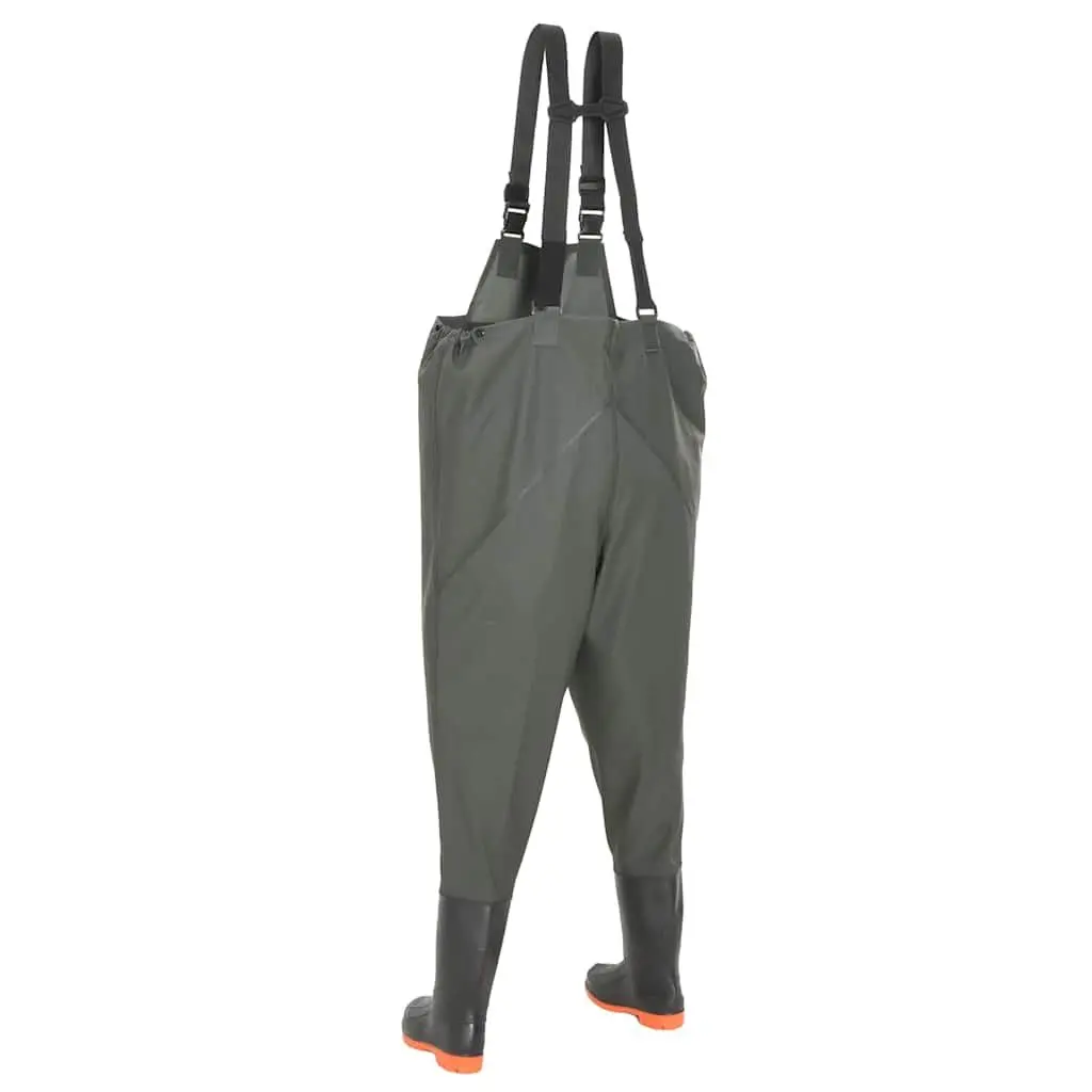 Chest Wading Pants Attached Boots Green Size 38