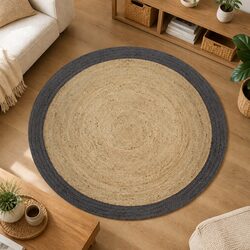 Your Perfect 120cm Jute Area Rug with Grey Border