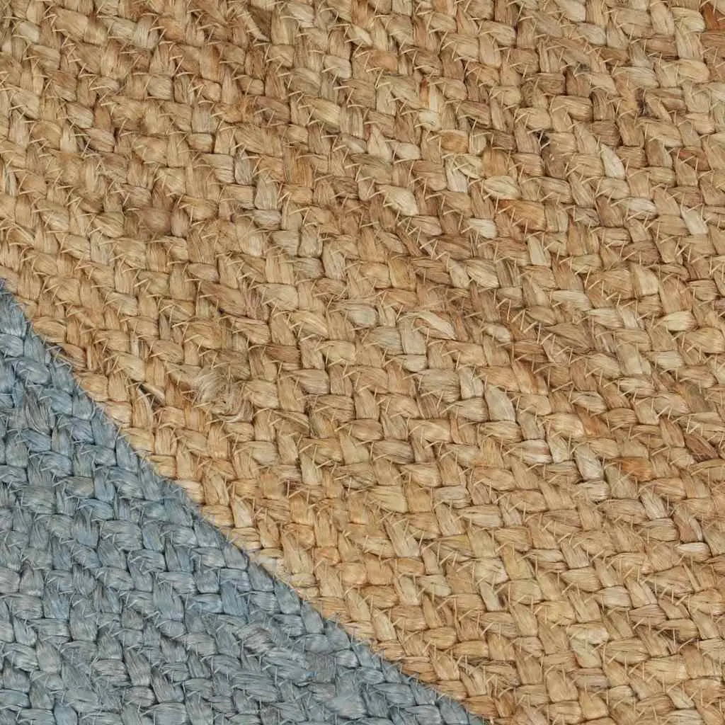 Handmade Jute Area Rug Natural Braided Carpet Olive Green Border 90cm