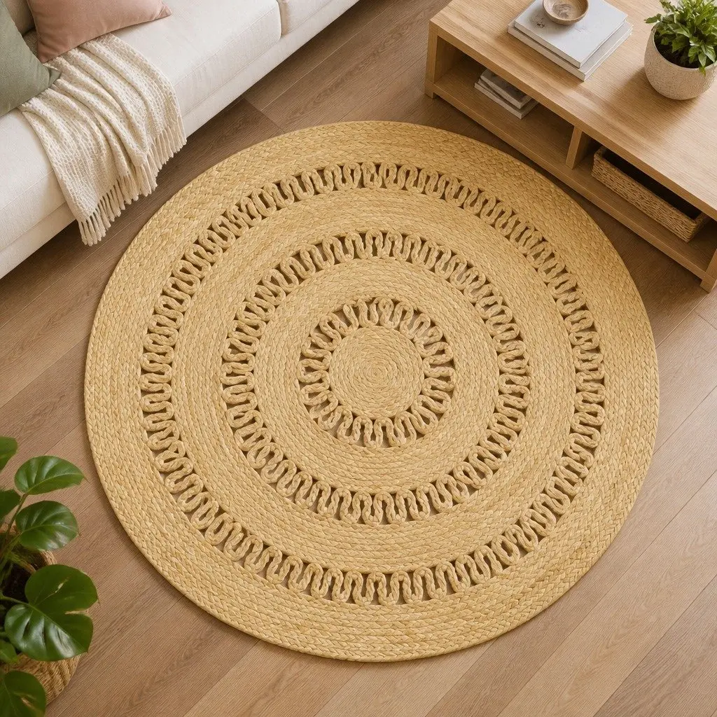 Handmade Jute Area Rug 90cm