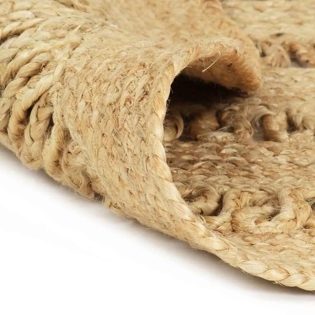 Handmade Braided Jute Area Rug 90cm Brown Natural Fiber Carpet Home Decor