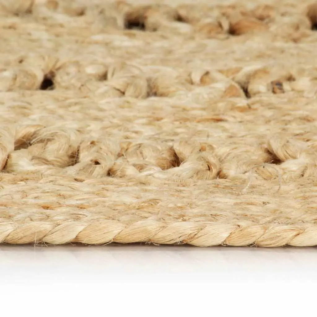 Handmade Braided Jute Area Rug 90cm Brown Natural Fiber Carpet Home Decor