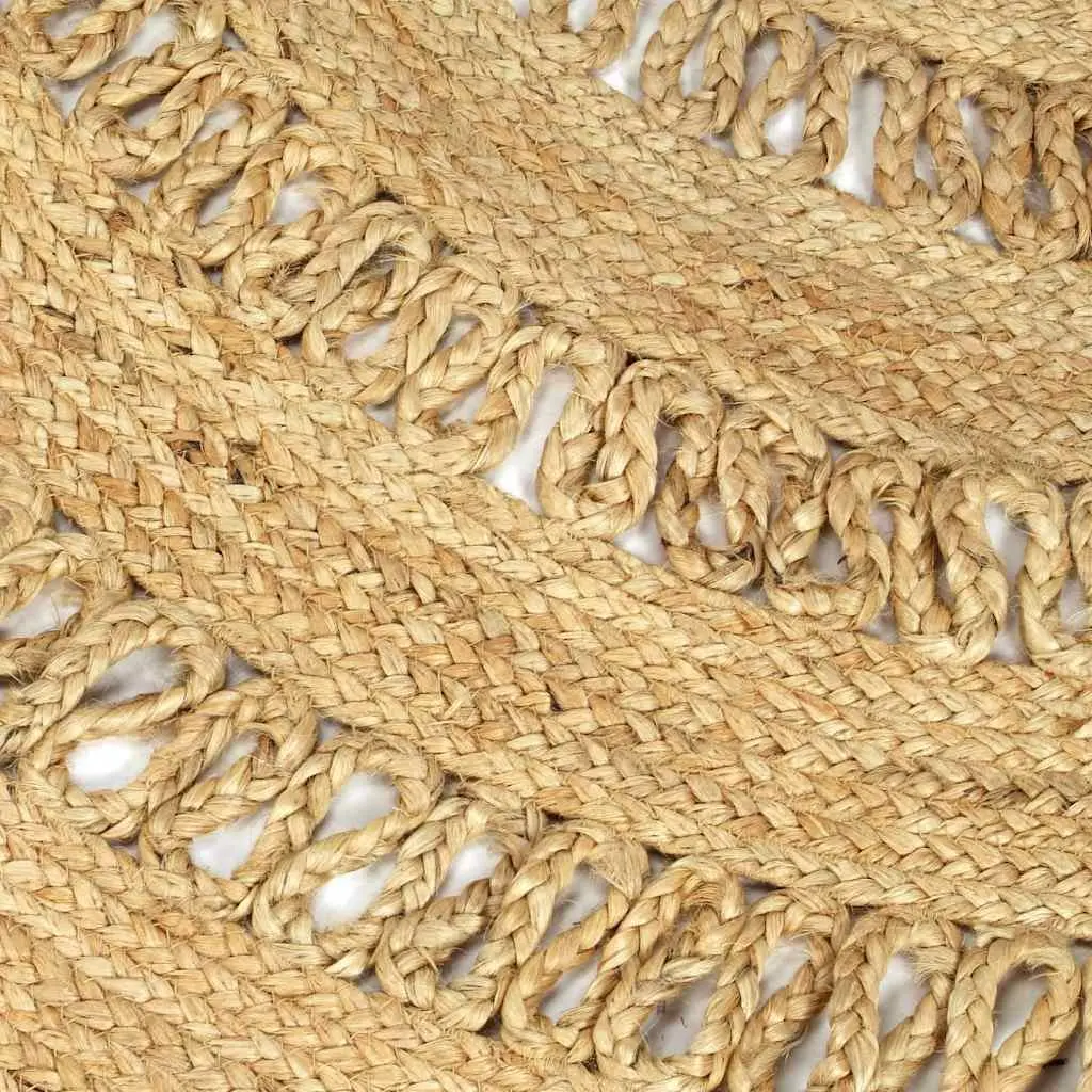 Handmade Braided Jute Area Rug 90cm Brown Natural Fiber Carpet Home Decor