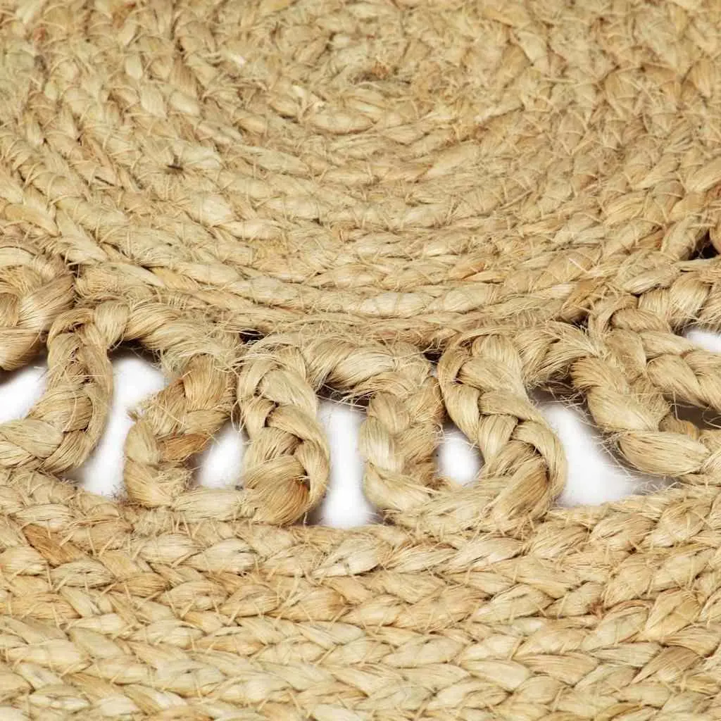 Handmade Braided Jute Area Rug 90cm Brown Natural Fiber Carpet Home Decor