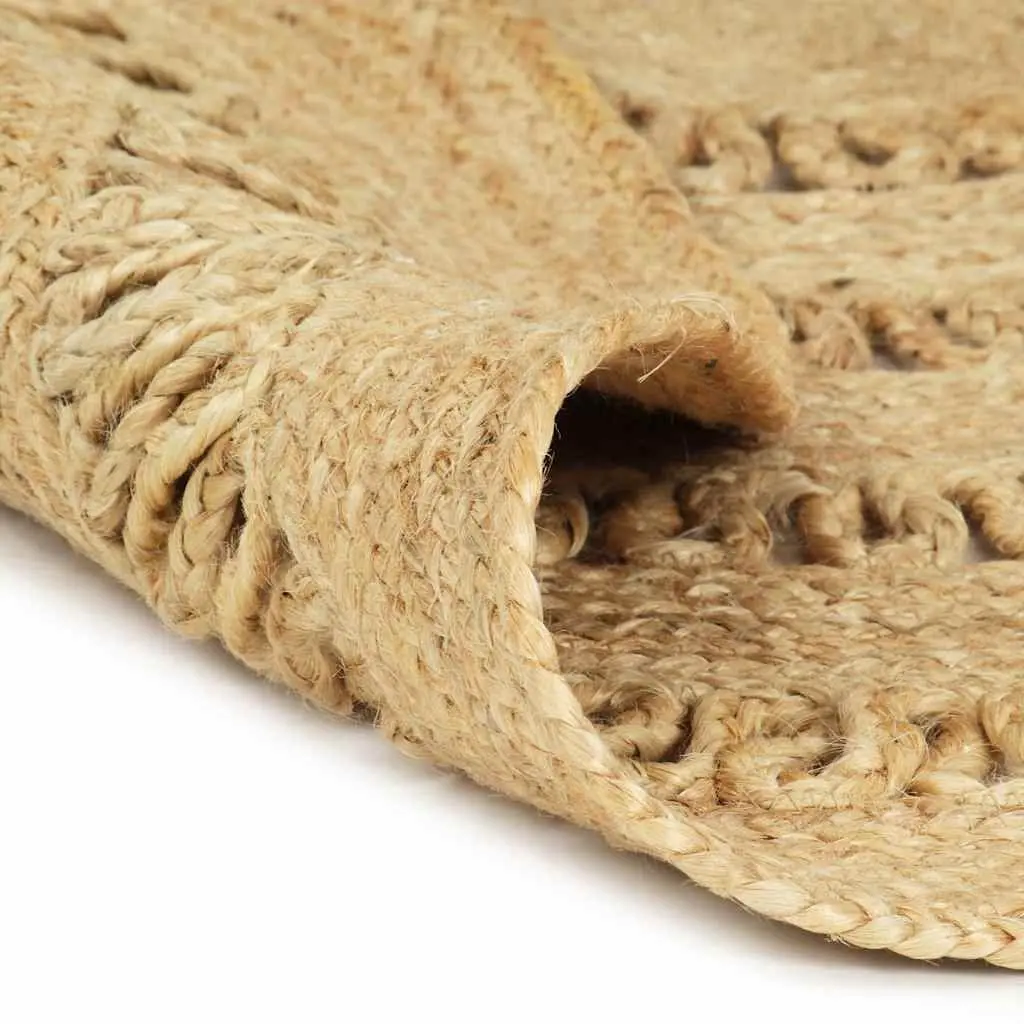 Handmade Braided Jute Area Rug Brown Round Carpet Natural Fiber Home Decor