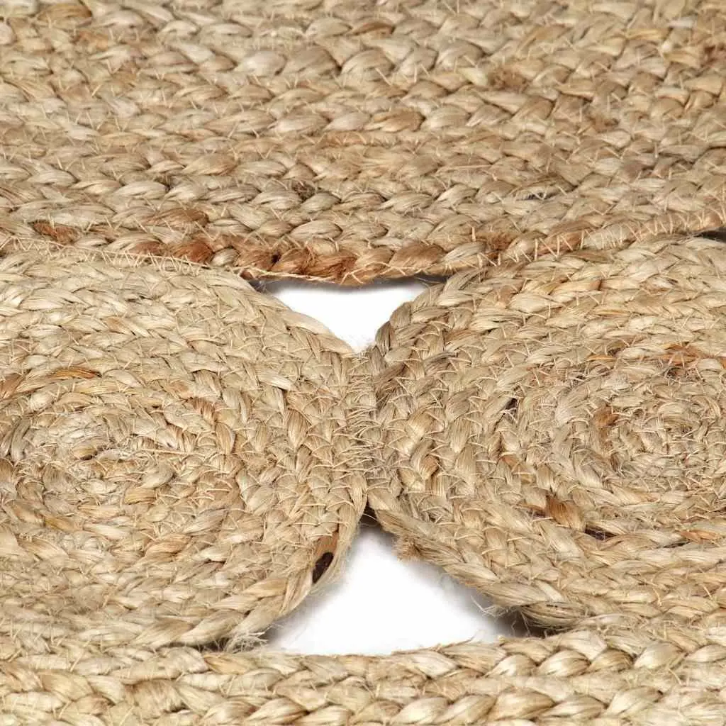 Braided Jute Area Rug Handmade Natural Fibre Brown 90cm
