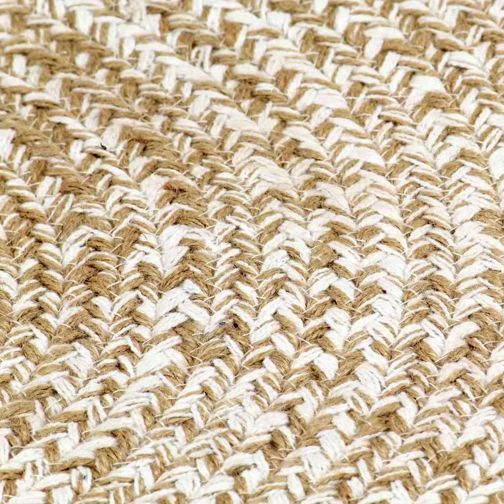 Jute Braided Area Rug Round 90cm White Natural Handwoven Home Decor