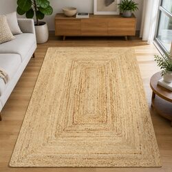 Handmade Braided Jute Area Rug Natural Brown 120x180 cm Home Decor Carpet
