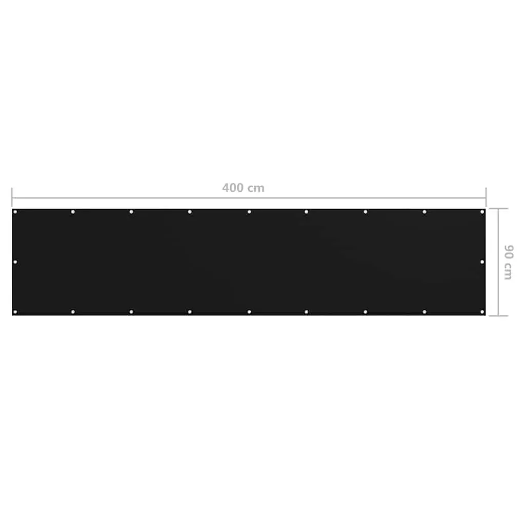 Balcony Screen Black Oxford Fabric Windproof Waterproof 90x400 cm