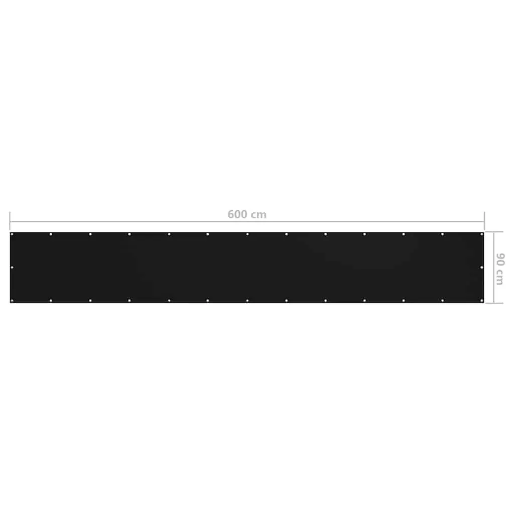 Balcony Privacy Screen Waterproof 90x600 cm Outdoor Shade Panel Black