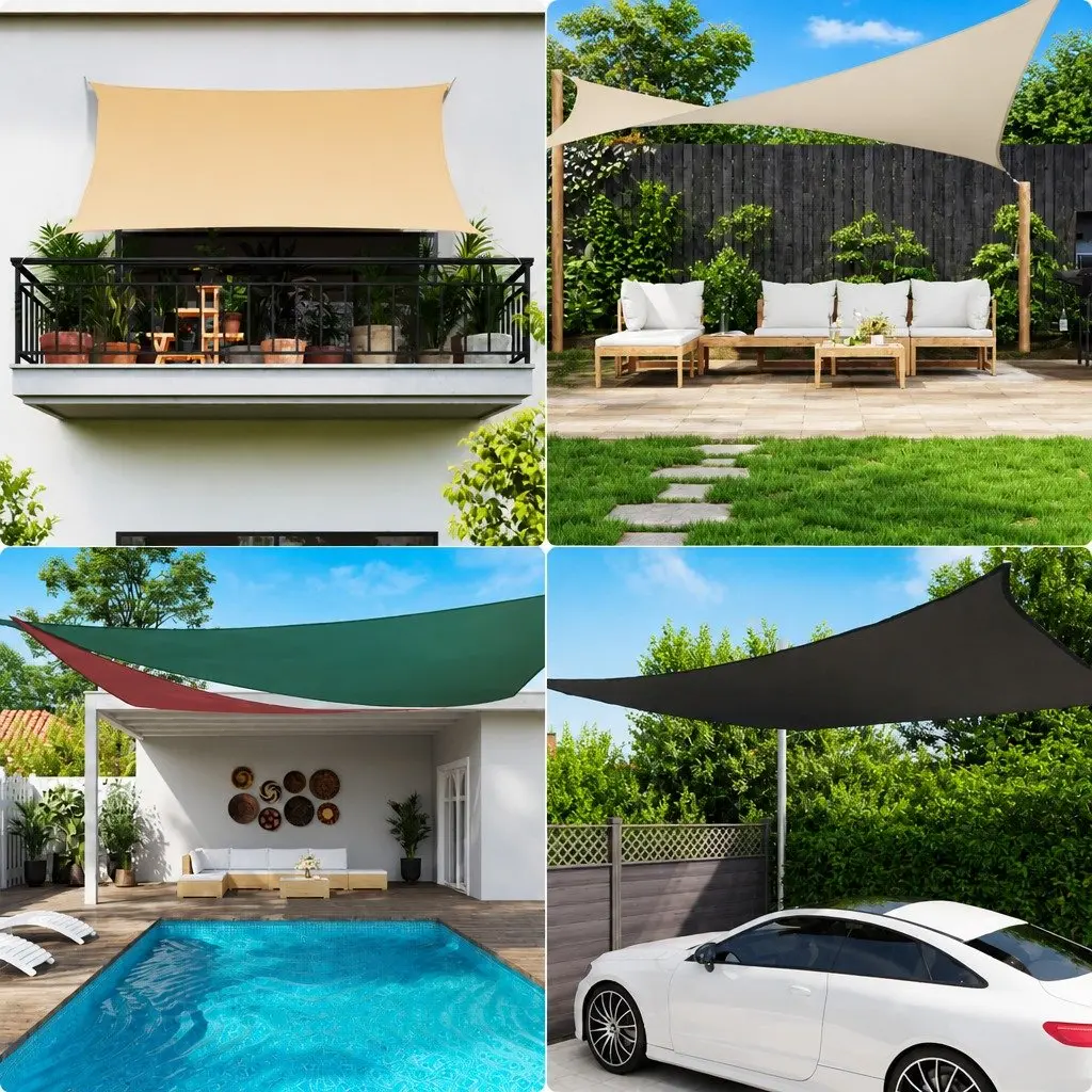 Rectangular Sunshade Sail White PU Coated Oxford Fabric 3x4 m