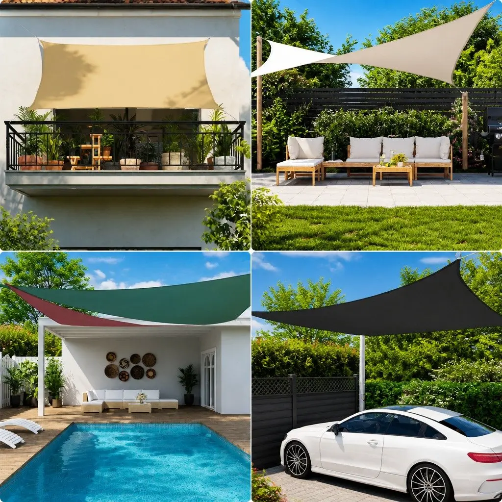 Rectangular Sunshade Sail Mould Resistant Oxford Fabric 4x5m for Garden Terrace Patio Outdoor