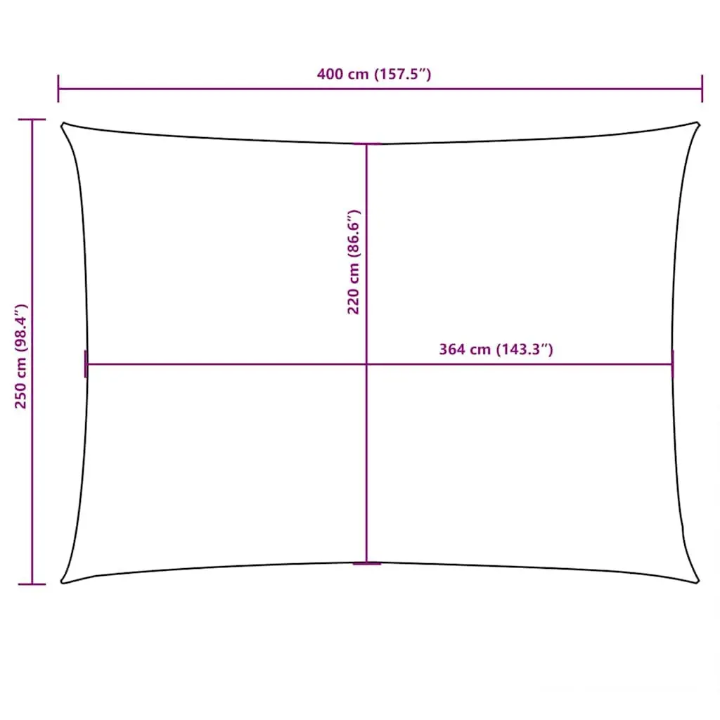 Rectangular Sunshade Sail 2.5x4m Oxford Fabric Garden Patio Outdoor UV