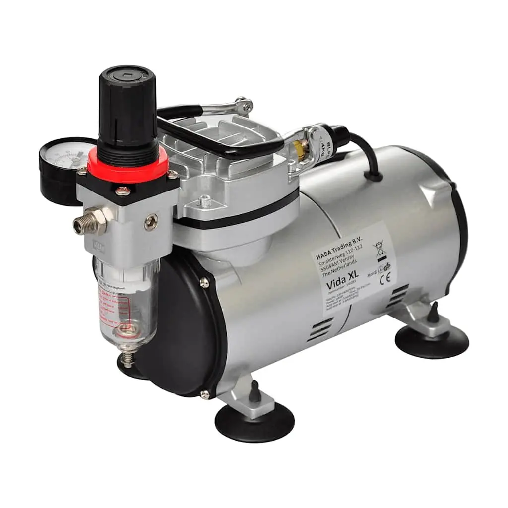 Airbrush Compressor Mini Kit with Oil-Free Piston Dual Spray Guns and Accessories