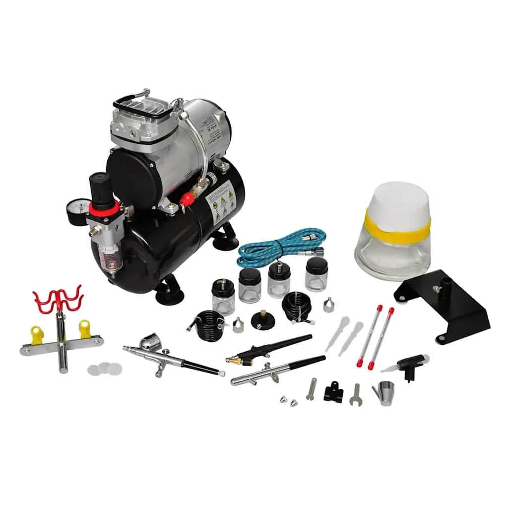 Airbrush Compressor Set Professional Mini Piston Compressor with 3 Litre Air Tank and 3 Spray Guns