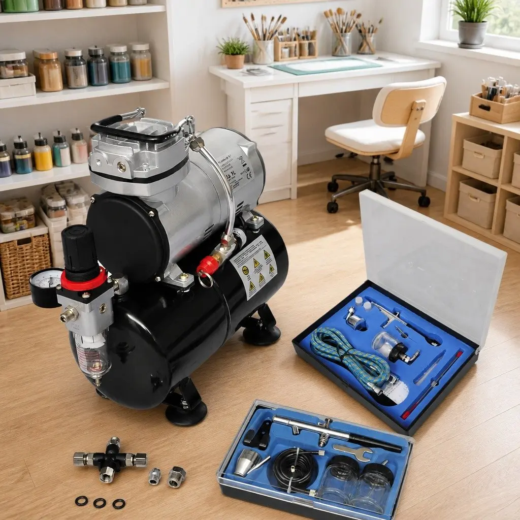 Airbrush Compressor Set with 2 Spray Guns