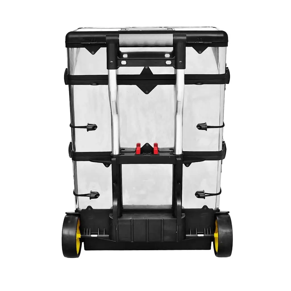 3-Part Rolling Tool Box with 2-Drawer Compartment Silver Mobile Storage 15 cm Handle