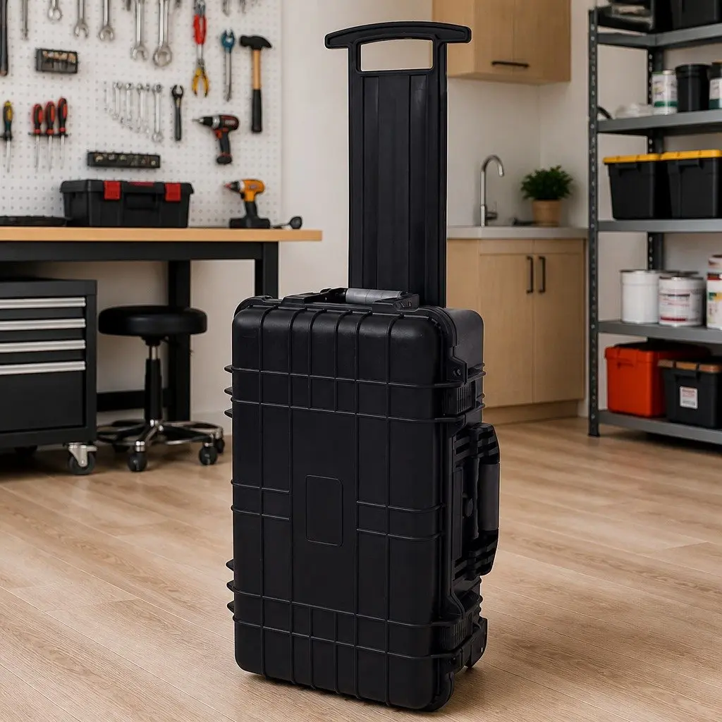 Wheeled Tool Equipment Case Black Pick Pluck Foam