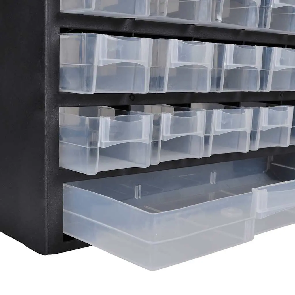 41-Drawer Plastic Storage Cabinet Organizer Black Wall-Mountable for Workshop Garage