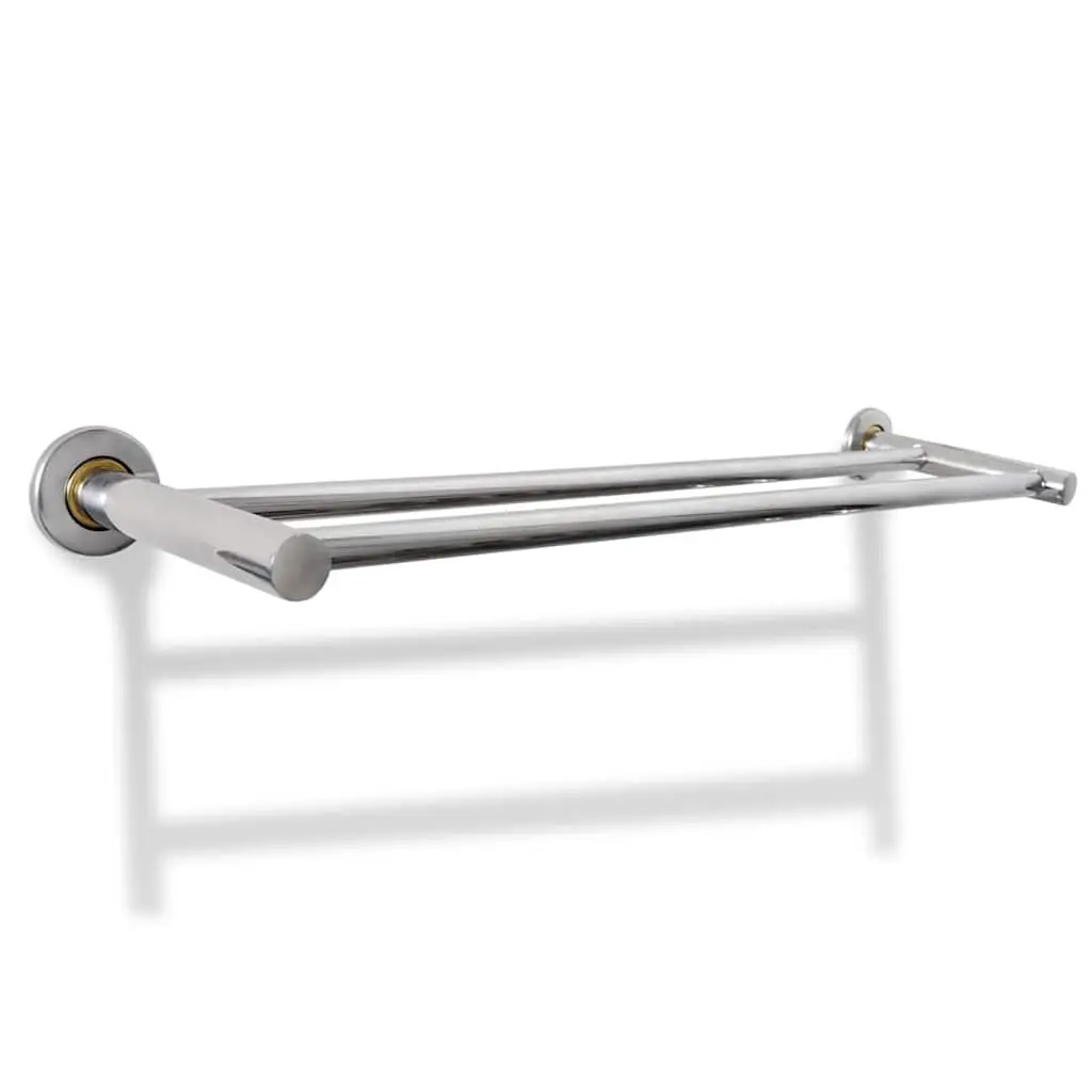 Wall Mounted Towel Rack Stainless Steel 2 Tubes Silver