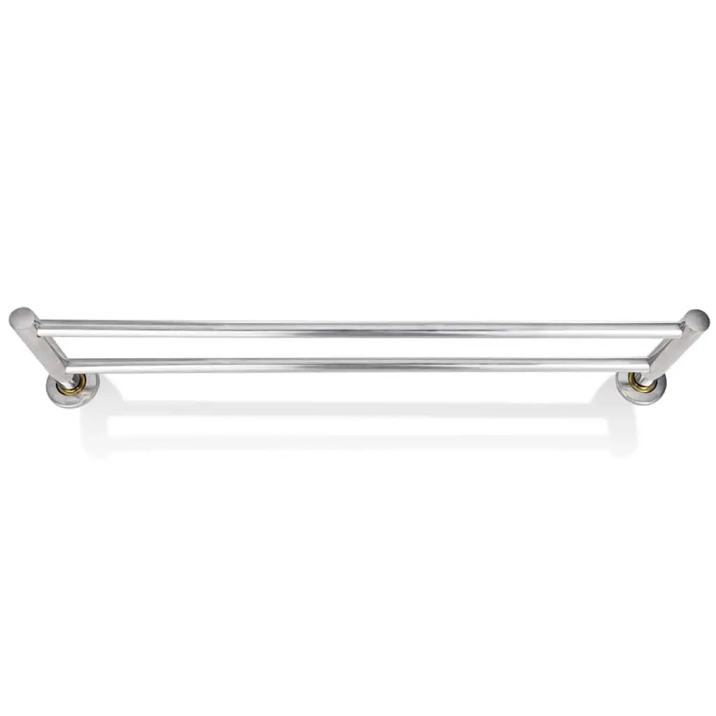 Wall Mounted Towel Rack Stainless Steel 2 Tubes Silver