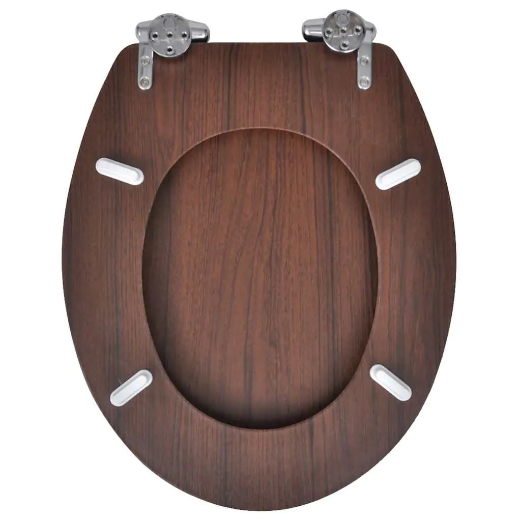 Toilet Seat Adjustable Hinges Brown MDF Soft Close Easy Install