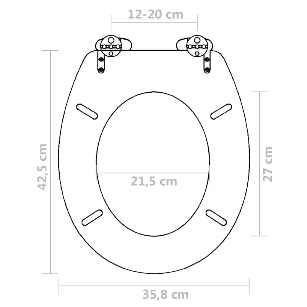 Toilet Seat Adjustable Hinges Brown MDF Soft Close Easy Install