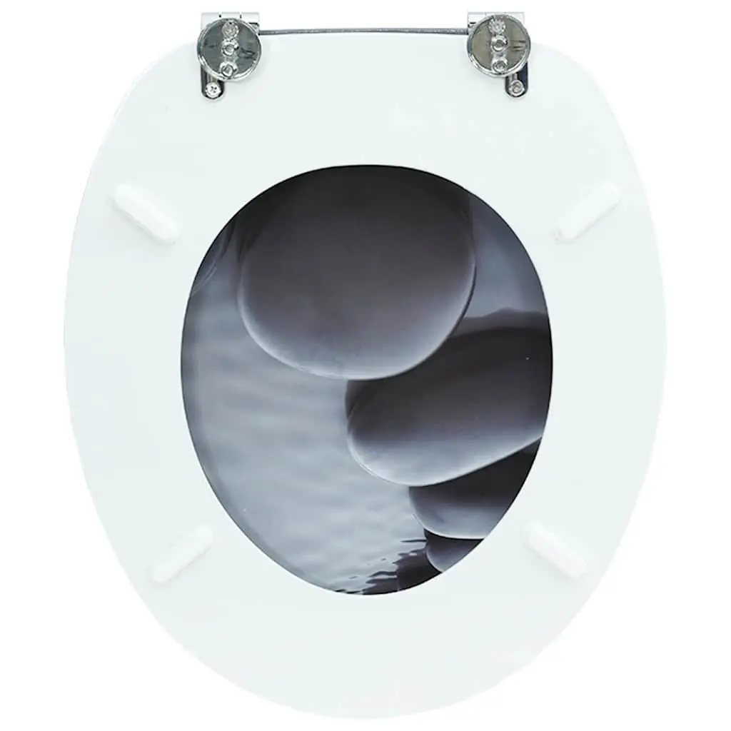 Toilet Seat Grey MDF Lid Adjustable Hinges Standard Size Easy Install