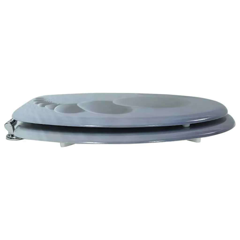 Toilet Seat Grey MDF Lid Adjustable Hinges Standard Size Easy Install