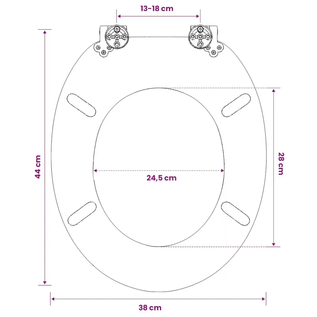 Toilet Seat MDF Lid Grey Starfish Design Bathroom Fixture Adjustable Hinges