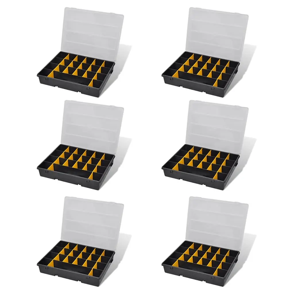 Storage Box Sort Case Set of 6 Black Compartment Organizer Tool Small Parts