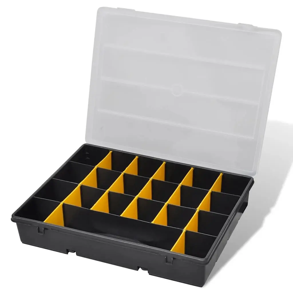Storage Box Sort Case Set of 6 Black Compartment Organizer Tool Small Parts